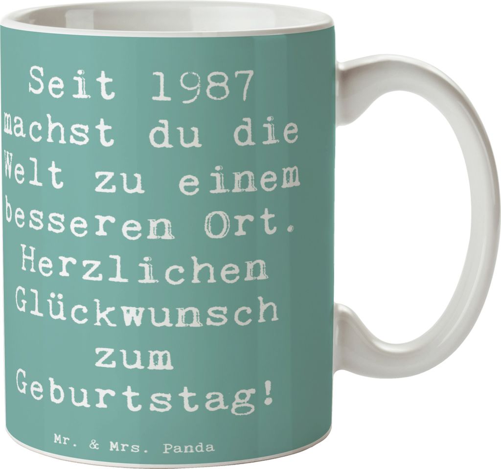 Mr. & Mrs. Panda haferl Spruch 1987 Geburtstag - Meeresbrise - Geschenk, Becher, Geburtstagsgeschenk, Alter, herzlichen Glückwunsch, Jahrgang, Tri...