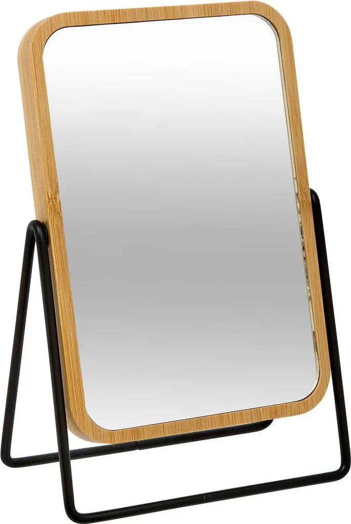 Miroir de salle de bain anti-basculement en bambou 22 cm - Angle réglable
