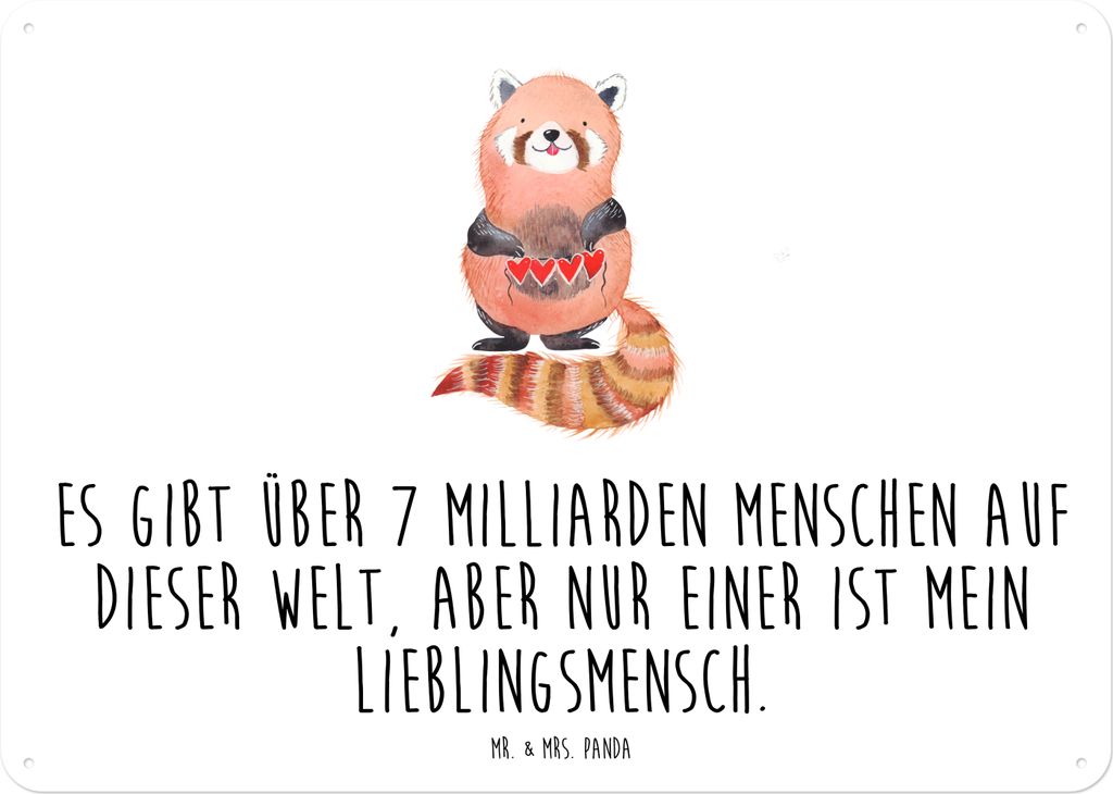 Mr. & Mrs. Panda Blechschild Roter Panda DIN A5 - Weiß - Geschenk, Liebe, Türschild, Blechtafel, Lustige Sprüche, Retro, Lieblingsmensch, Liebli...