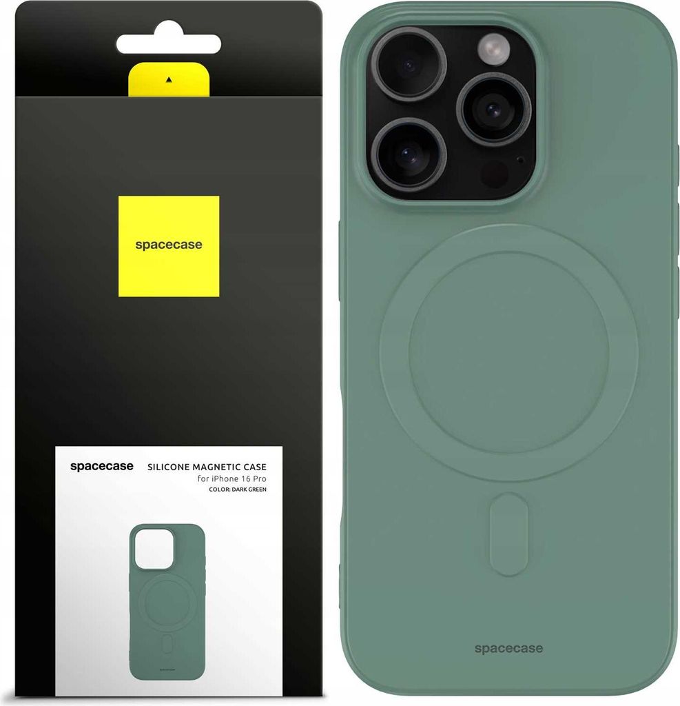 Spacecase Silikon Magnetische Hülle iPhone 16 Pro dunkelgrün