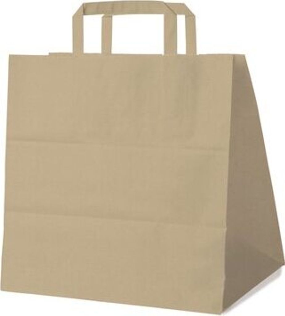 250x GASTRO Papiertragetaschen 33 x 32 x 21 cm mit EAN-Code braun