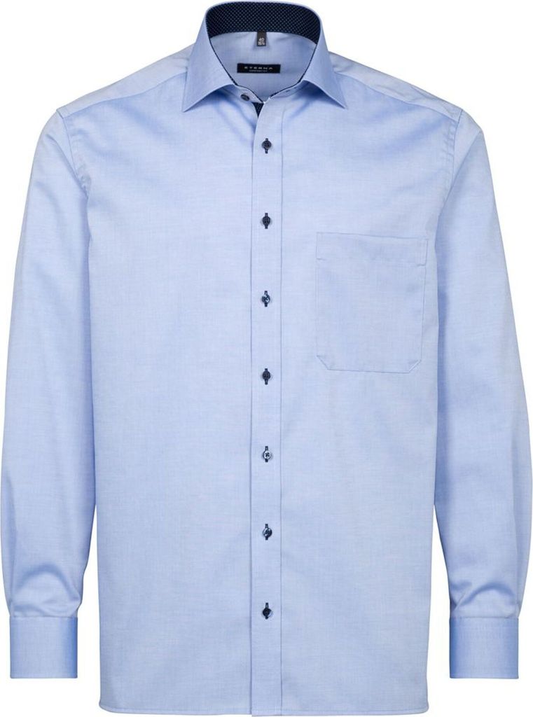 Eterna - Comfort Fit - Bügelfreies Herren Langarm Hemd (68cm) in verschiedenen Farben, Fein Oxford/ Pinpoint (8100 E137), Größe:42, Farbe:Blau (12)
