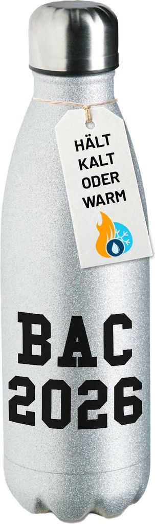 Huuraa Trinkflasche BAC 2026 Abschluss Frankreich 500ml Silver Edelstahl Wasserflasche Trinkflasche Geschenkidee