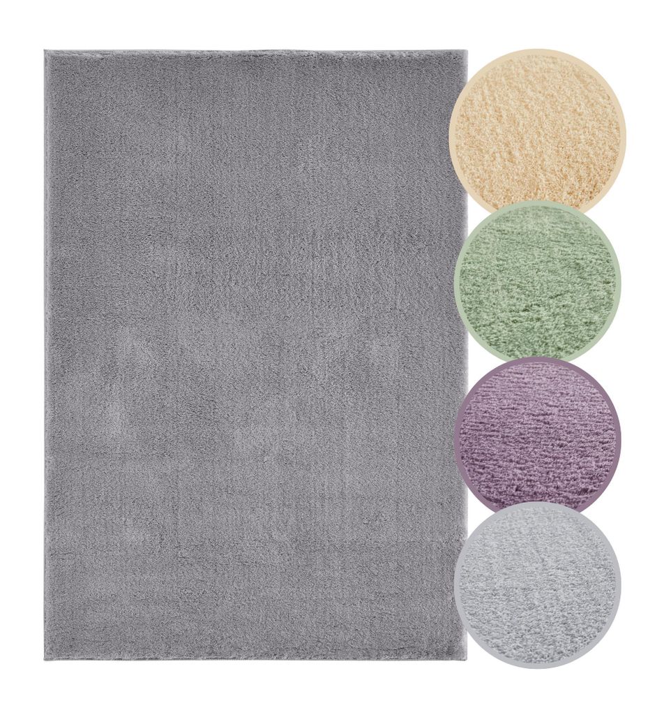 Teppich Hochflor 120 x 170 cm Anthrazit 16 mm maschinenwaschbar weicher Flor gummierter Rücken Schlafzimmer Kinderzimmer Wohnzimmer
