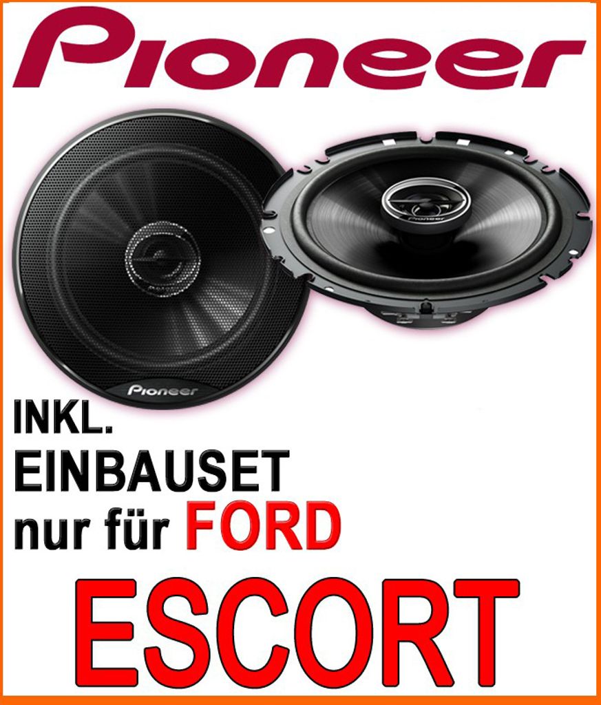 Lautsprecher - Pioneer TS-G1720F - 16,5cm 2-Wege 300 Watt Koax Einbauset passend für Ford Escort - justSOUND