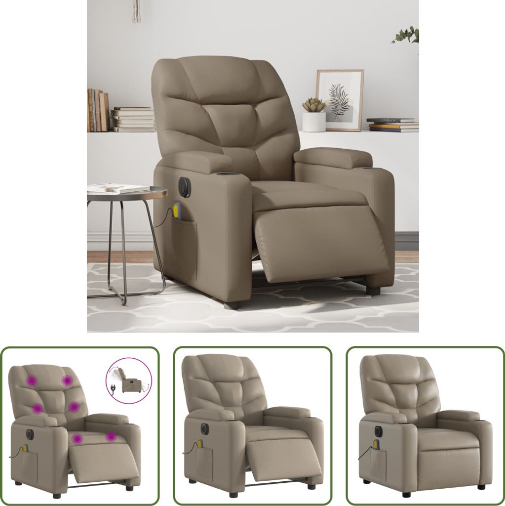 The Living Store Massagesessel Elektrisch Cappuccino-Braun Kunstleder
