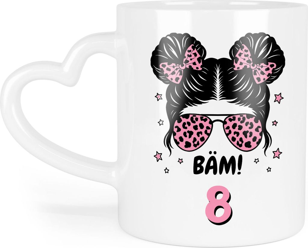 Bäm 8 Geburtstag Tasse Herzhenkel Mädchen Geschenk Kindergeburtstag Partydeko Überraschung cooles Motiv originelle Geschenkidee