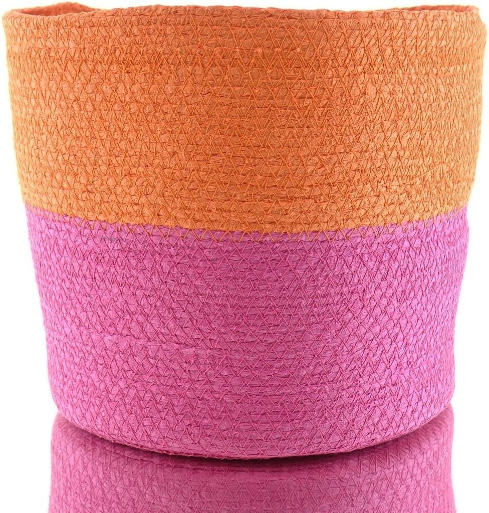 VAN DER LEEDEN Korb Pink & Orange Ø 25 cm Höhe 22 cm - Seegras