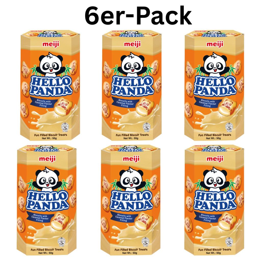6er-Pack meiji Hello Panda Kekse Karamelfüllung 50g