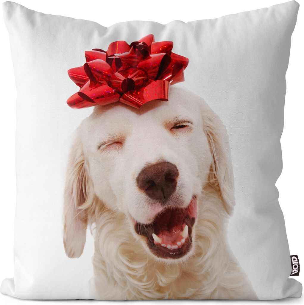 VOID Hund Schleife Geschenk Kissenbezug Kissenhülle Sofakissen Kissen Deko Outdoor-Kissen Dekokissen