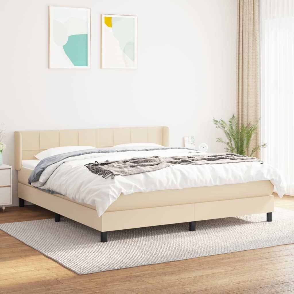 Maison Exclusive - Boxspringbett mit Matratze Creme 180x200 cm Stoff