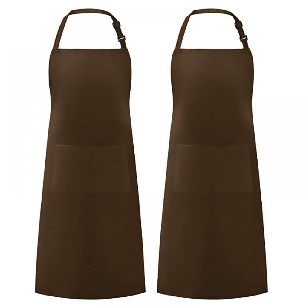 Schürze Unisex, Schürze Schürze Verstellbar, Baumwoll Polyester Schürze für Küche Grill Restaurant Kaffee Köche Gartenarbeit,(Braun)
