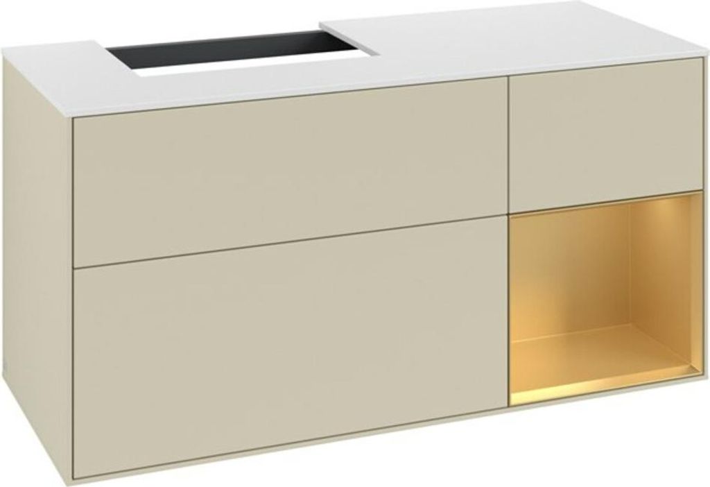 V&B Waschtischunterschrank Finion 120cm, Pl w m, Reg re gol m, si Gr m Lac