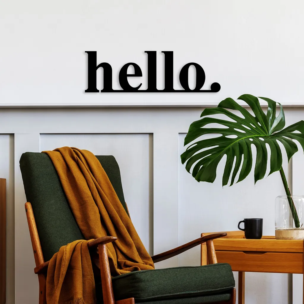 Wallity Hello Metal Wall Art 70x21 cm - Decorazione Minimalista Luxury