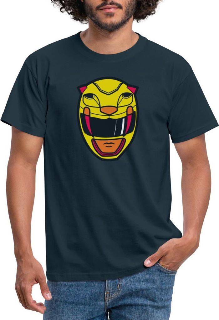 Spreadshirt Power Rangers Gelber Ranger Helm Männer T-Shirt, L, Navy