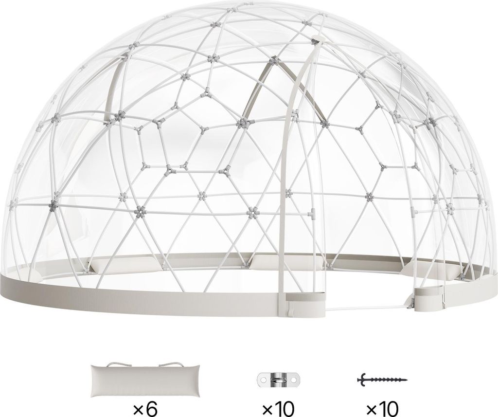 SucceBuy Transparente Gartenkuppel 2,9x1,7 m, Blasenzelt Produktbild 