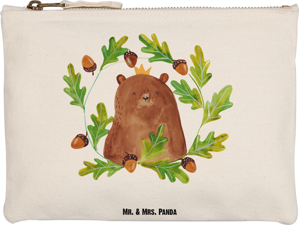 Mr. & Mrs. Panda Etui Bär König Grösse XL Große - Weiß - Geschenk, Teddy, Bester Papa, Make-Up Tasche, kosmetiktäschchen, Pouch, Baumwollbeut...