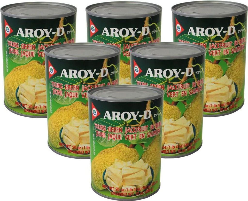 [ 6x 565g / 280g ATG ] Aroy-D Junge Jackfrucht in Stücken Produktbild 