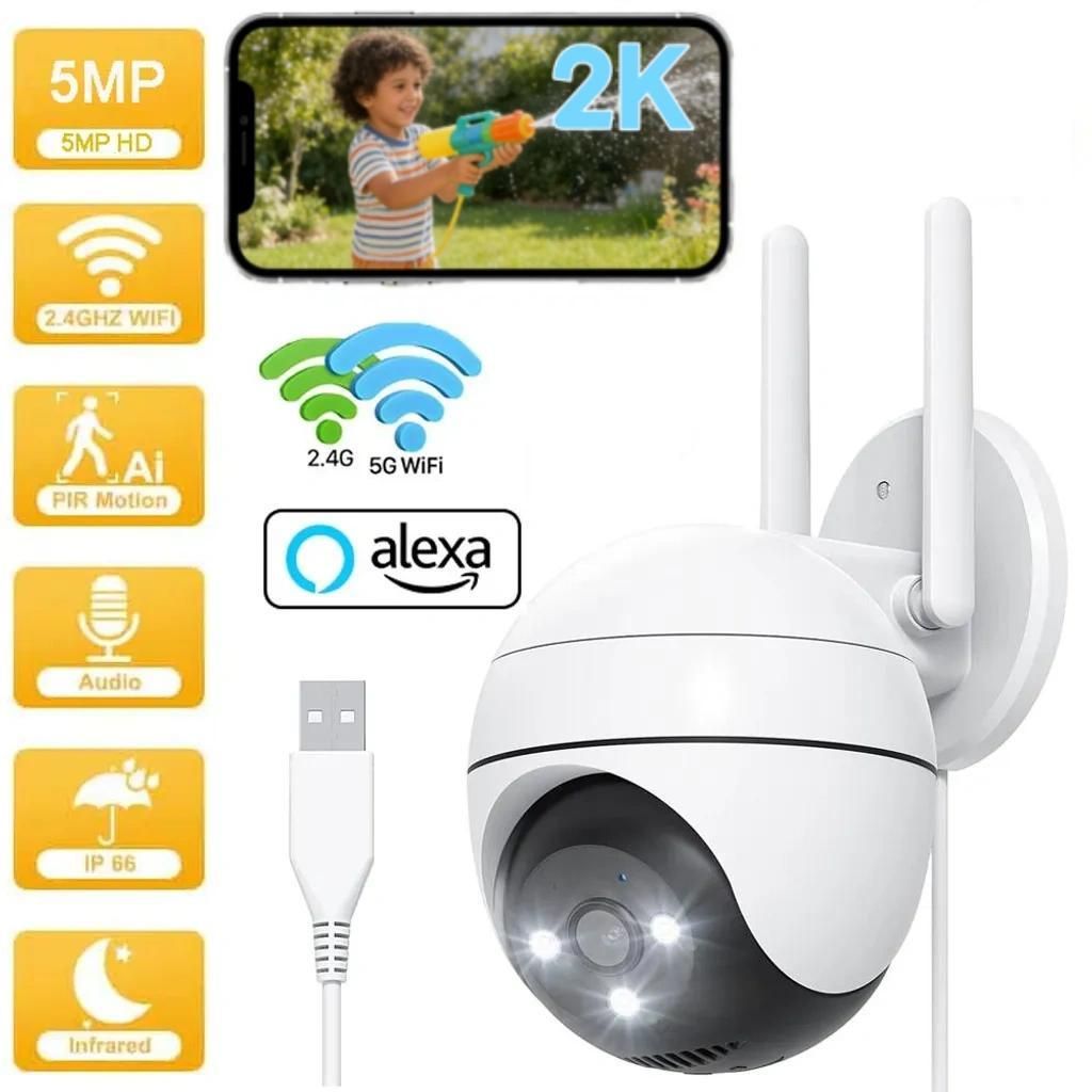 2K Überwachungskamera Aussen, PTZ Outdoor WLAN IP Kamera überwachung außen, WiFi Dome Camera mit Farbiger Nachsicht, Zwei-Wege-Audio