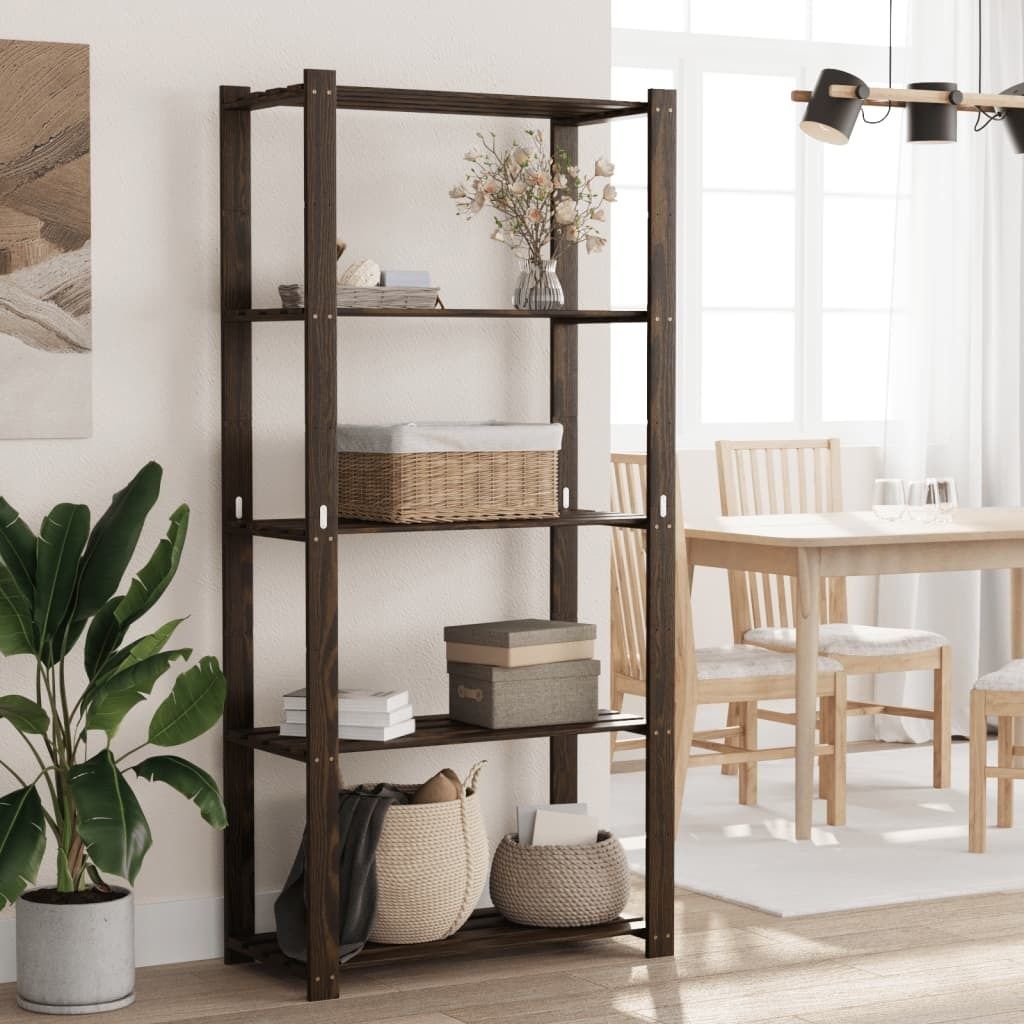 "2026 Promotion" Lagerregal mit 5 Böden Schwarz 80x38x170 cm Massivholz Kiefer - Lager- & Regalsysteme CC22698