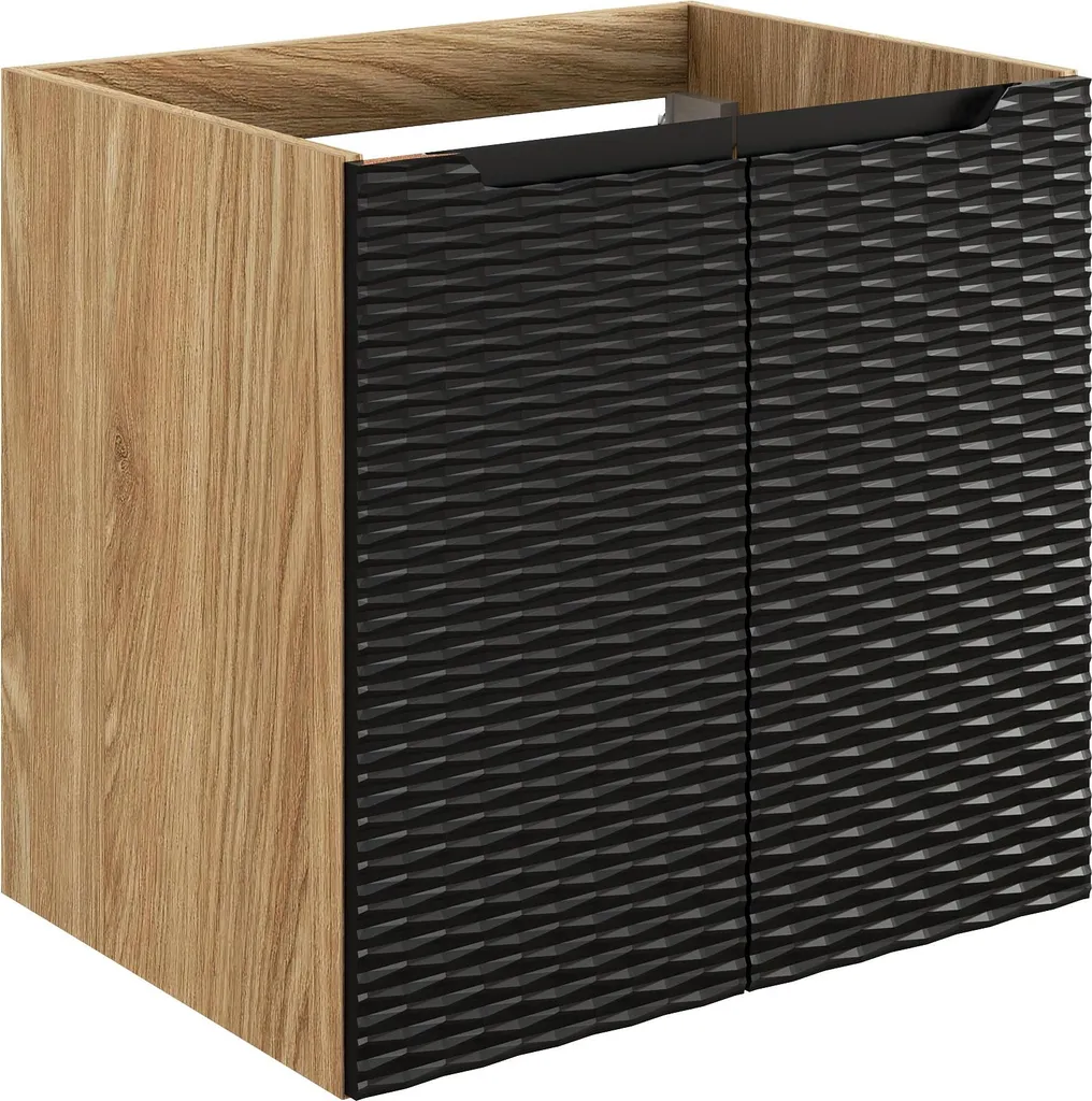 FURNLUX Meuble sous-lavabo Ocean Noir et Chêne 60cm - Design Industriel