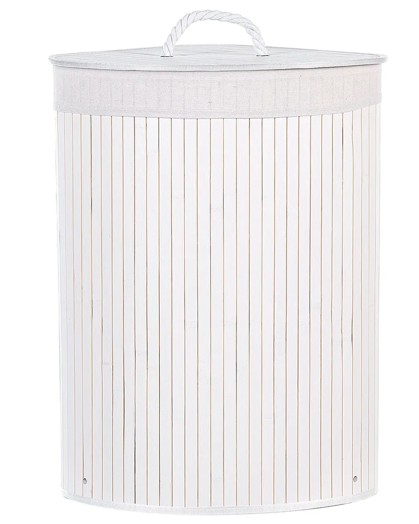 Panier en bambou avec couvercle blanc Matara Lumarko pour rangement chic