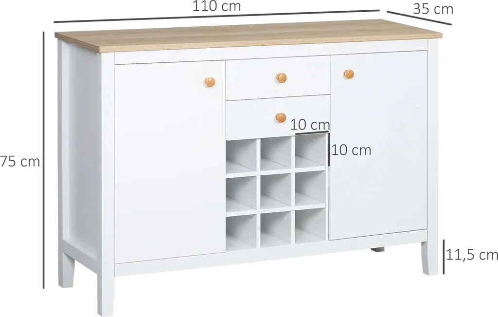 Meuble de cuisine bas blanc avec range-bouteilles et tiroirs polyvalents - 6