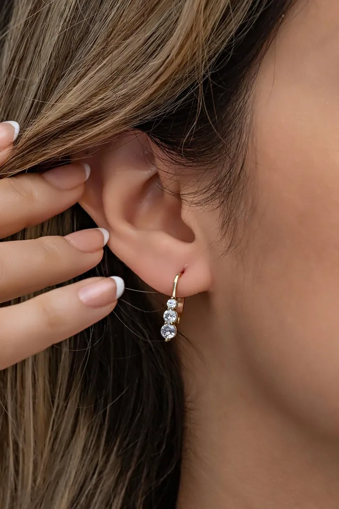 Boucles d'oreilles anti-allergie en argent rhodié 925 et zircone brillant