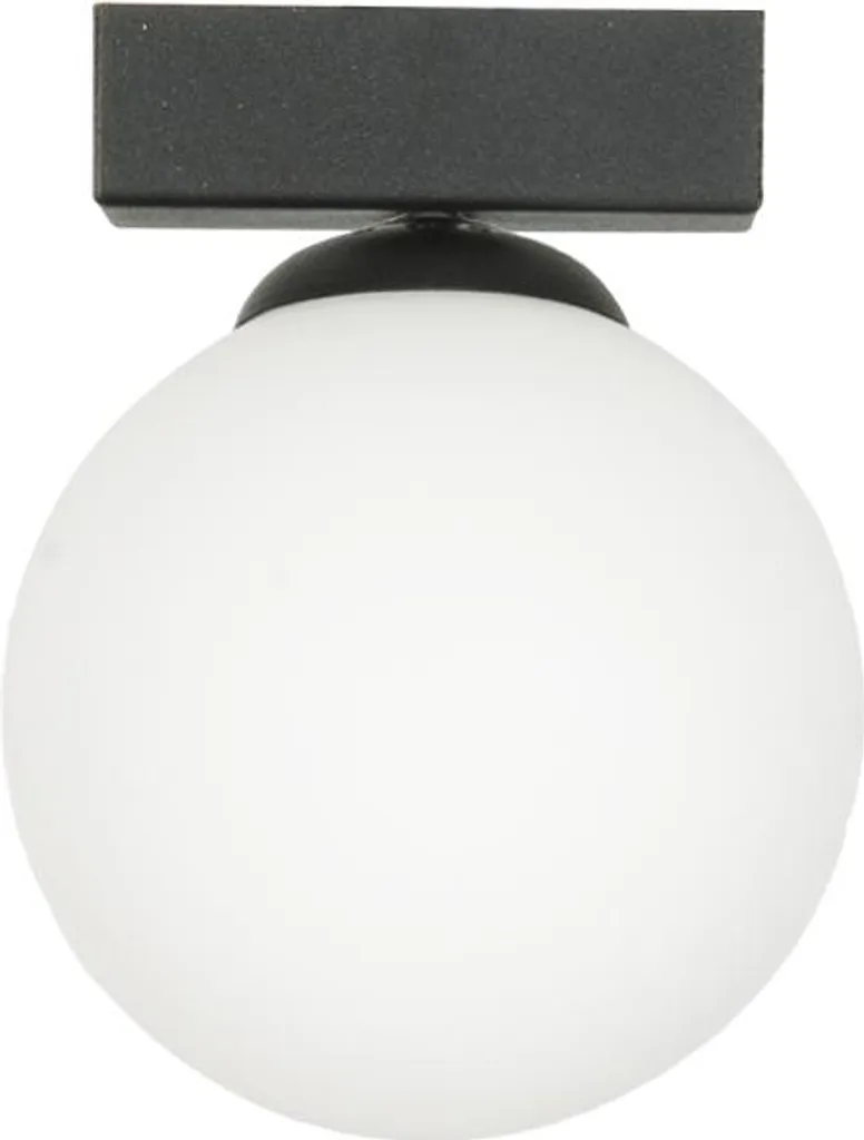 Plafonnier moderne E14 noir mat et abat-jour verre blanc dépoli ARIAL