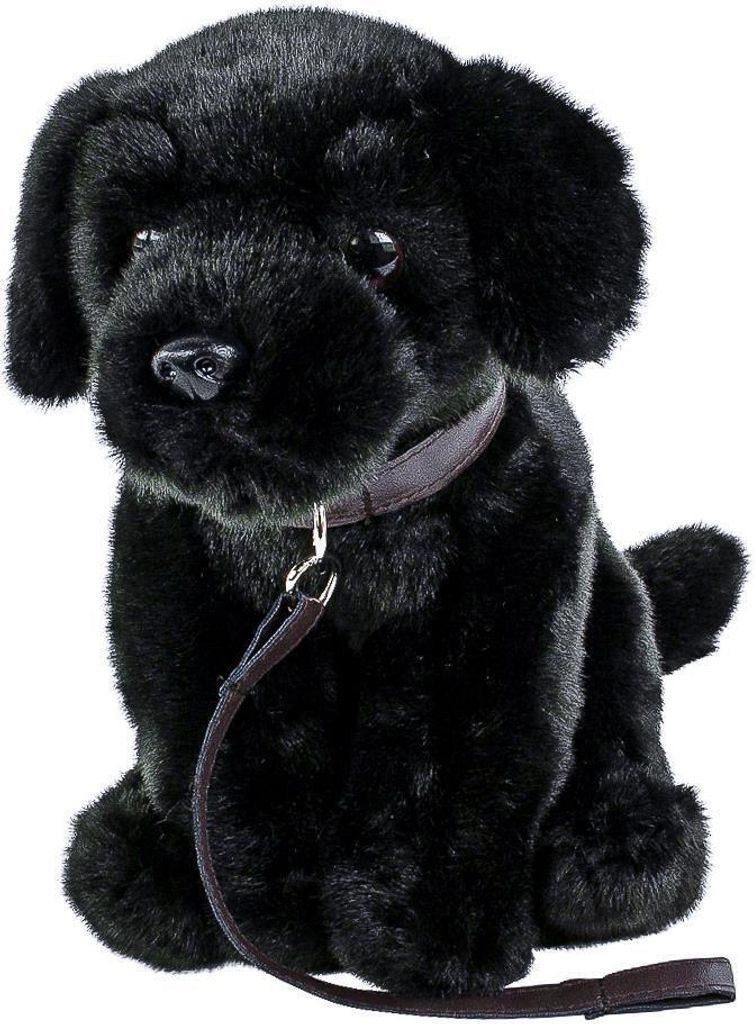Labrador Kuscheltier schwarz sitzend mit Leine 35 cm Hund Uni-Toys