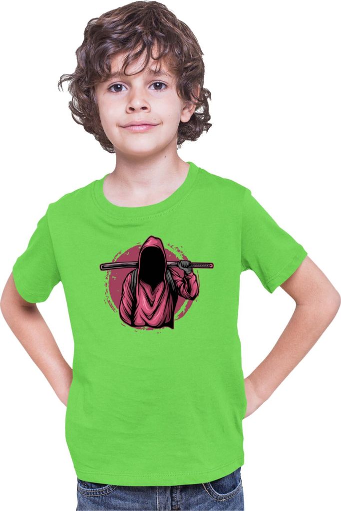 Kinder T-Shirt Japan Anime Manga Ninja Assassin, 7-8 Jahr - 128 / Lime