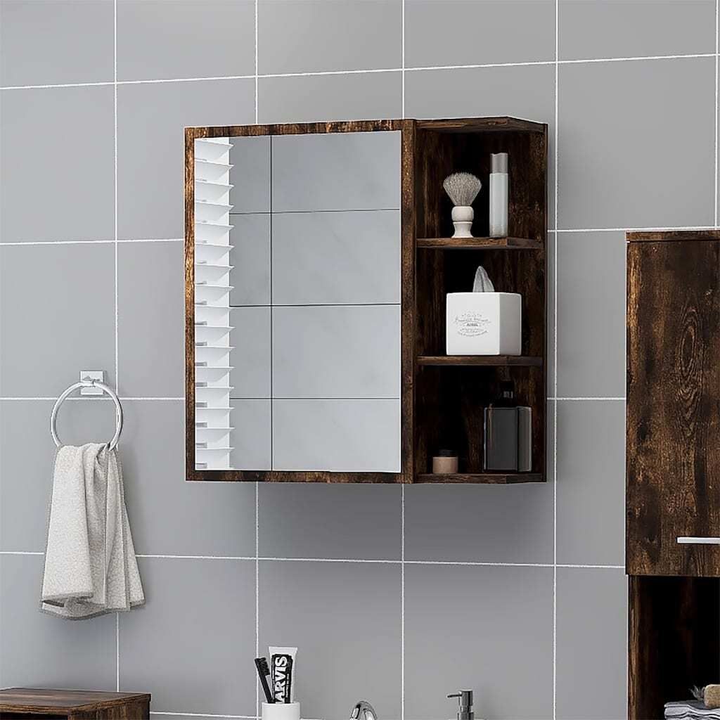 The Living Store Bad-Spiegelschrank Räuchereiche 62,5x20,5x64 cm Holzwerkstoff