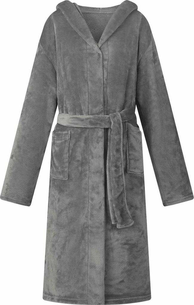 "Schlussverkauf" Bademantel Hoodie (1 PC) - Extra-warme - Dunkelgrau M Flanell C8826