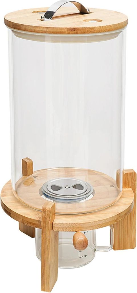 Müslispender - Getreidespender - Fassungsvermögen 7,5 l - Luftdicht - Thermometer - Glas - Leicht zu reinigen