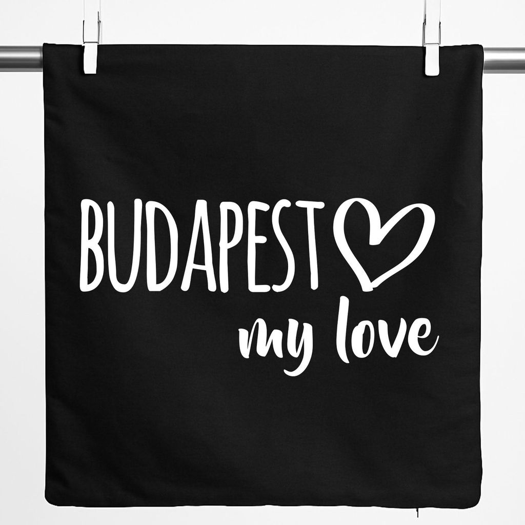 Huuraa Kissenbezug Budapest my love 40x40cm Black Baumwolle Dekokissenbezug Geschenkidee