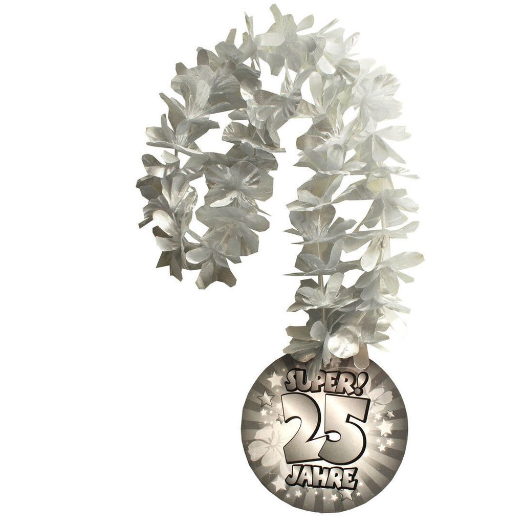 1 Hawaii - Kette 25 Silber Silberne Hochzeit Geschenkartikel Deko Geburtstag 25