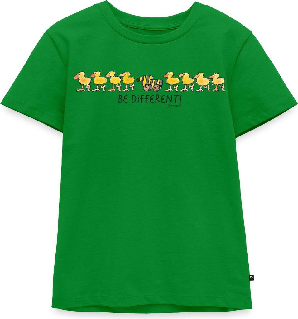 Spreadshirt Janosch Tigerente Be Different Kinder Premium T-Shirt, 134/140 (8 Jahre), Grün