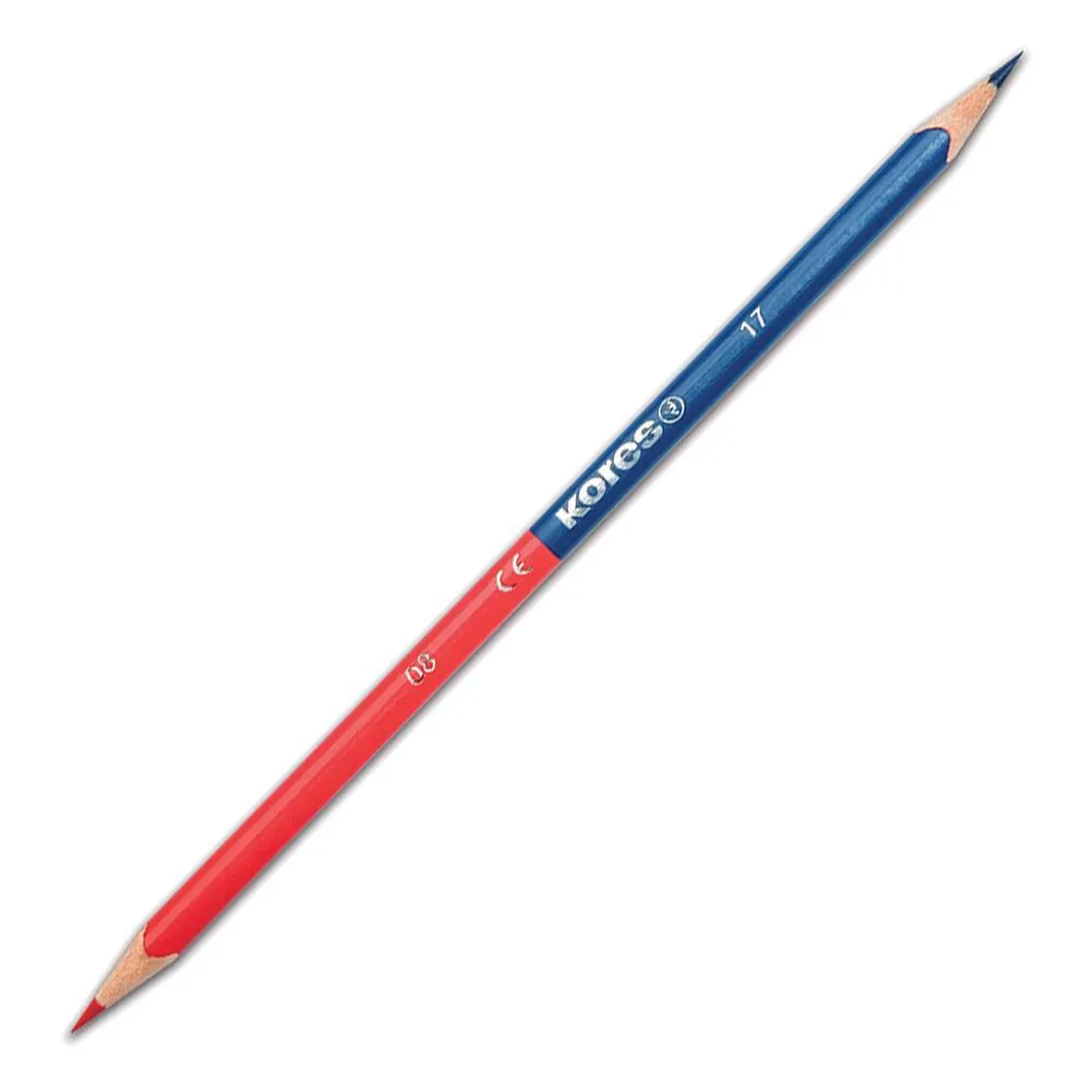 Crayon bicolore triangulaire mine résistante bleu et rouge Kores BB94871