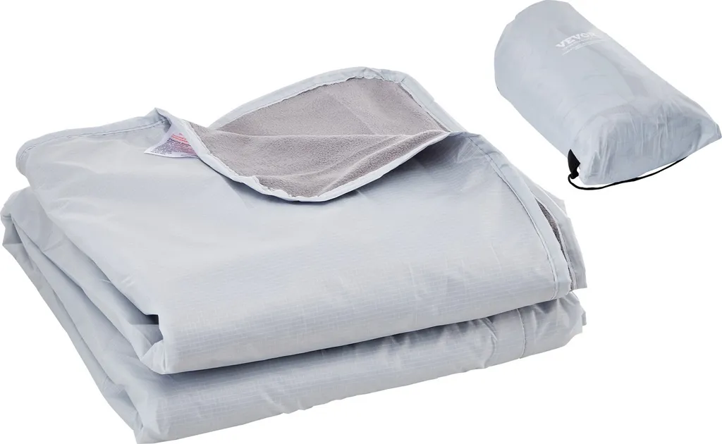 VEVOR Couverture de camping 2x1,5m, Plaid Polaire Imperméable Gris Clair