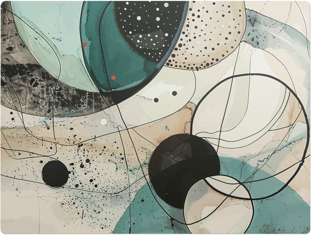 Abstrakte Kreise – Bodenschutzmatte – Stuhlunterlage 120x90 cm – Rutschfest – Hartbodenmatte