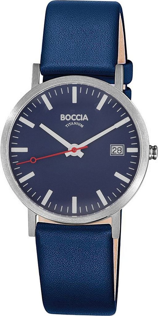 Boccia Armbanduhr 3670-02 Titan, Quarz, Leder, Blau