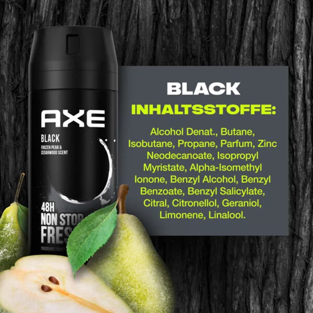 Axe Black Déodorant Spray 150ml - Pack de 6 Atomiseurs Parfum Subtil - 10
