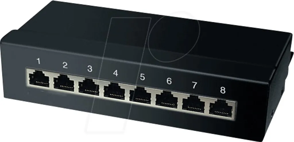 Panneau de brassage 8 ports blindé Cat 6A 500 MHz noir haute fréquence