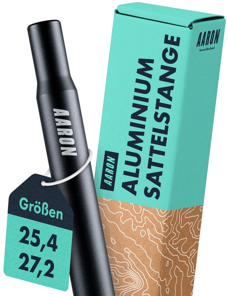 AARON Tube Sattelstange mit 27,2 mm Durchmesser, Aluminium Sattelrohr mit 350 mm Länge, Sattelstütze für Cityrad, Trekkingrad und Tourenrad mit ...