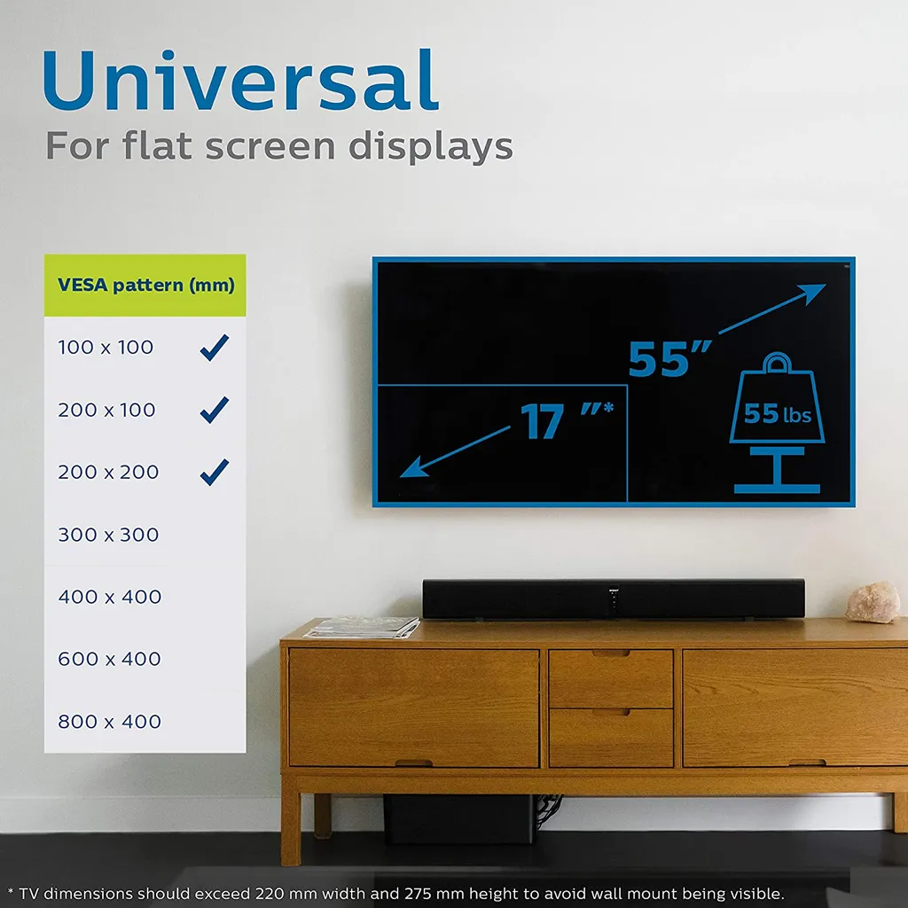 Philips Support Mural TV Full Motion VESA 200x200 pour Écran LED LCD