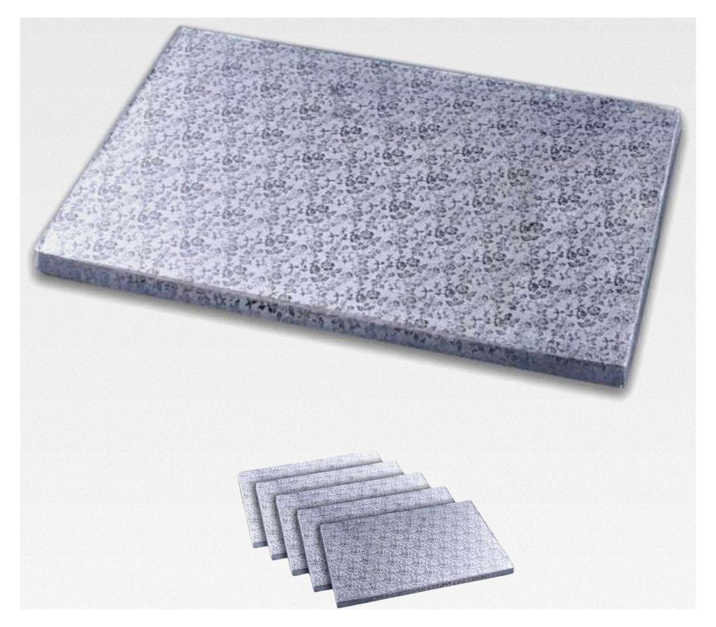 Rechteckige Tortenplatte 45x31 cm | 5 Stück | Cake Board rechteckig | geeignet für dicke und mehrstöckige Torten | Alukaschierung | 10 mm dick