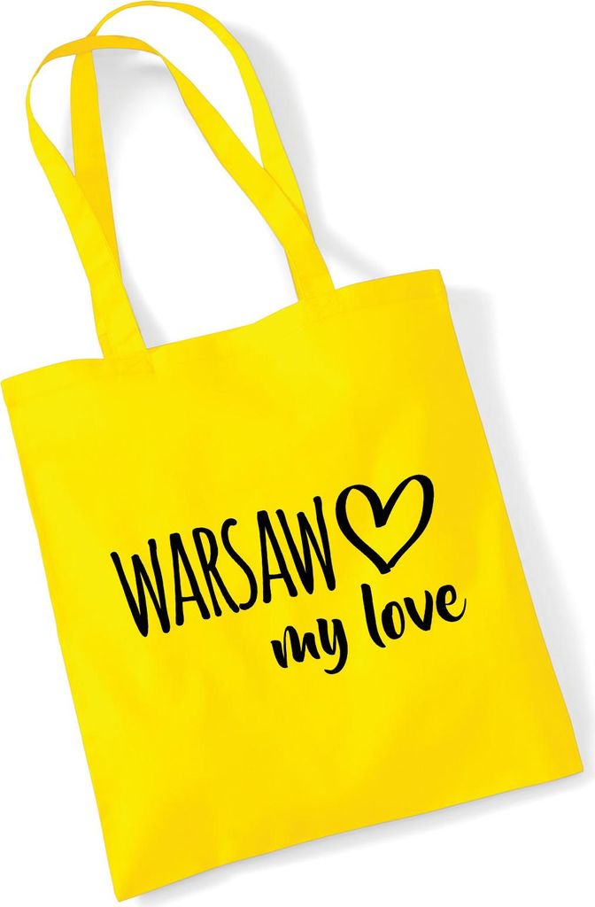 Huuraa Jutebeutel Warsaw my love 10 Liter Yellow Baumwolle Tasche Geschenkidee