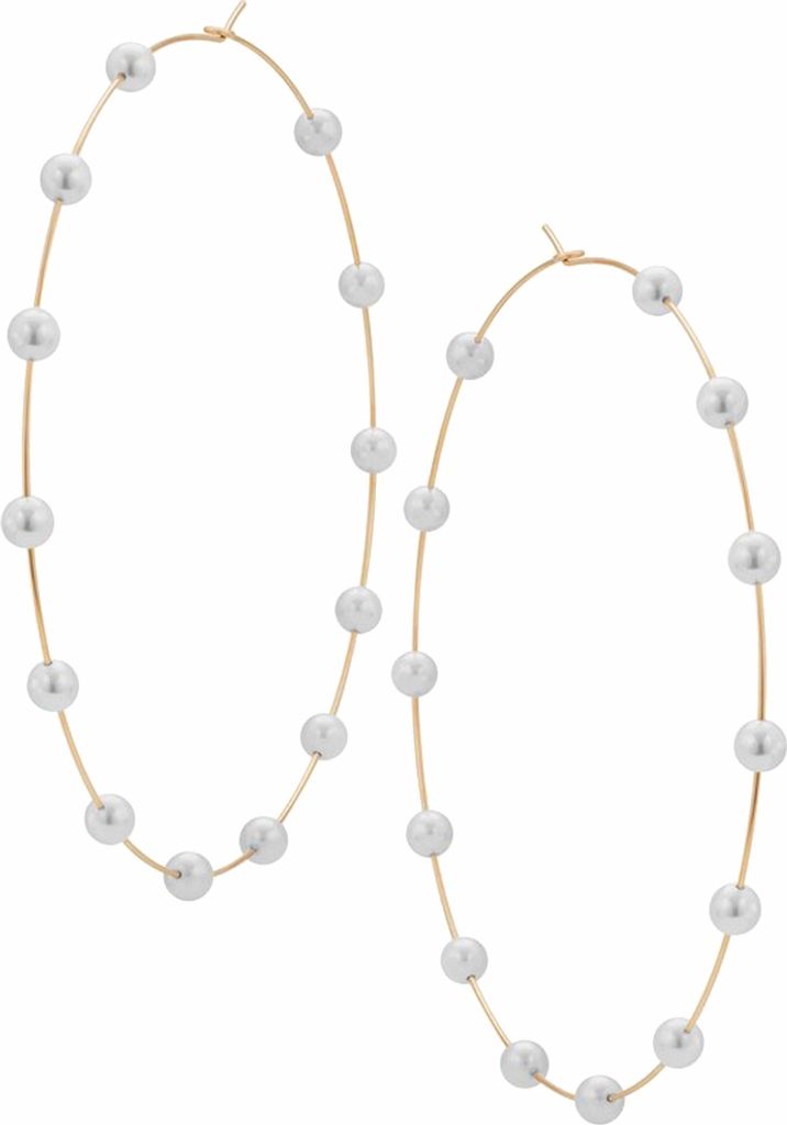 Mode Frauen Faux Perle Perlen Charme Große Creolen Statement Schmuck Geschenk-Golden