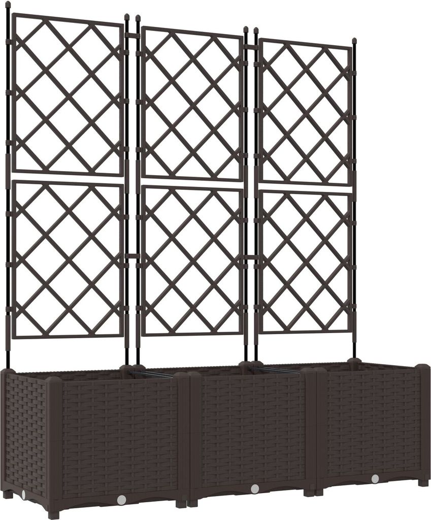 Möbel Gartenblumentopf mit Gitter 3 Stück Braun 120x40x143 cm - Beete 42002817