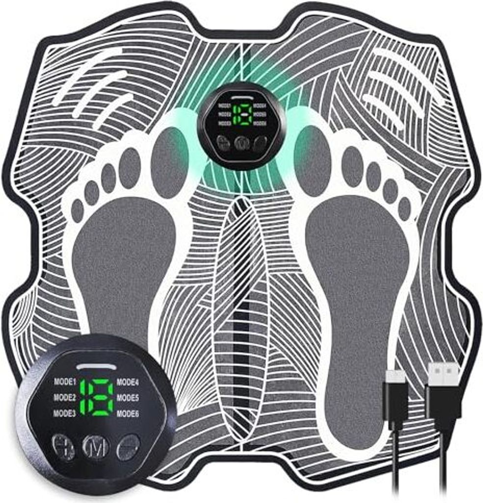 EMS -Fußmassager - Elektrische Mattenschmerzkreislauf Home Elektronischer Muskelstimulator falten USB -wiederaufladbare 8 Modi 18 Intensitäten